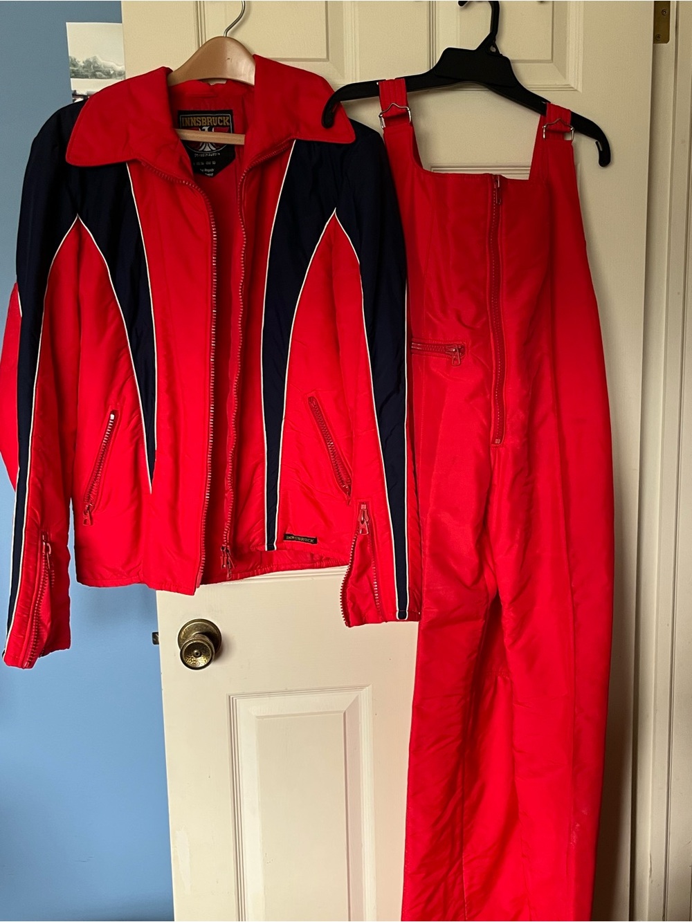Vintage 70's Innsbruck Austria Ski Suit Set Mens Large GR 52 Red White Blue MINT